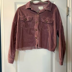 American Eagle Pink/purple Corduroy Cropped Jacket size medium